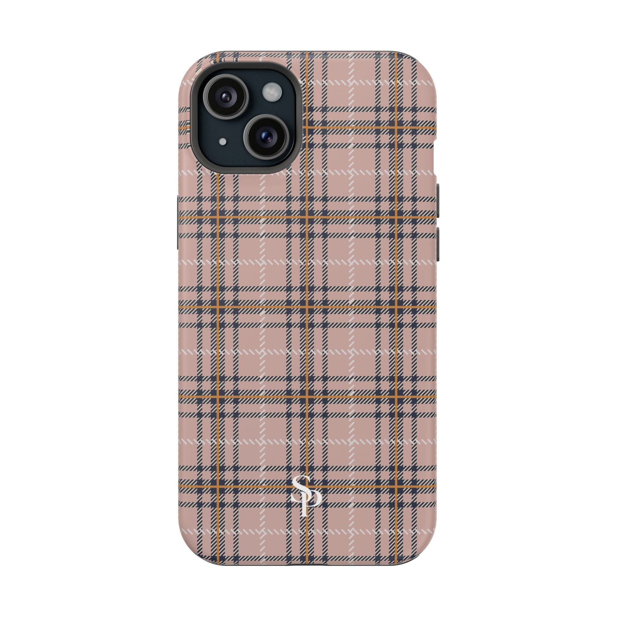 Pink Plaid Magnetic Impact-Resistant Phone Case