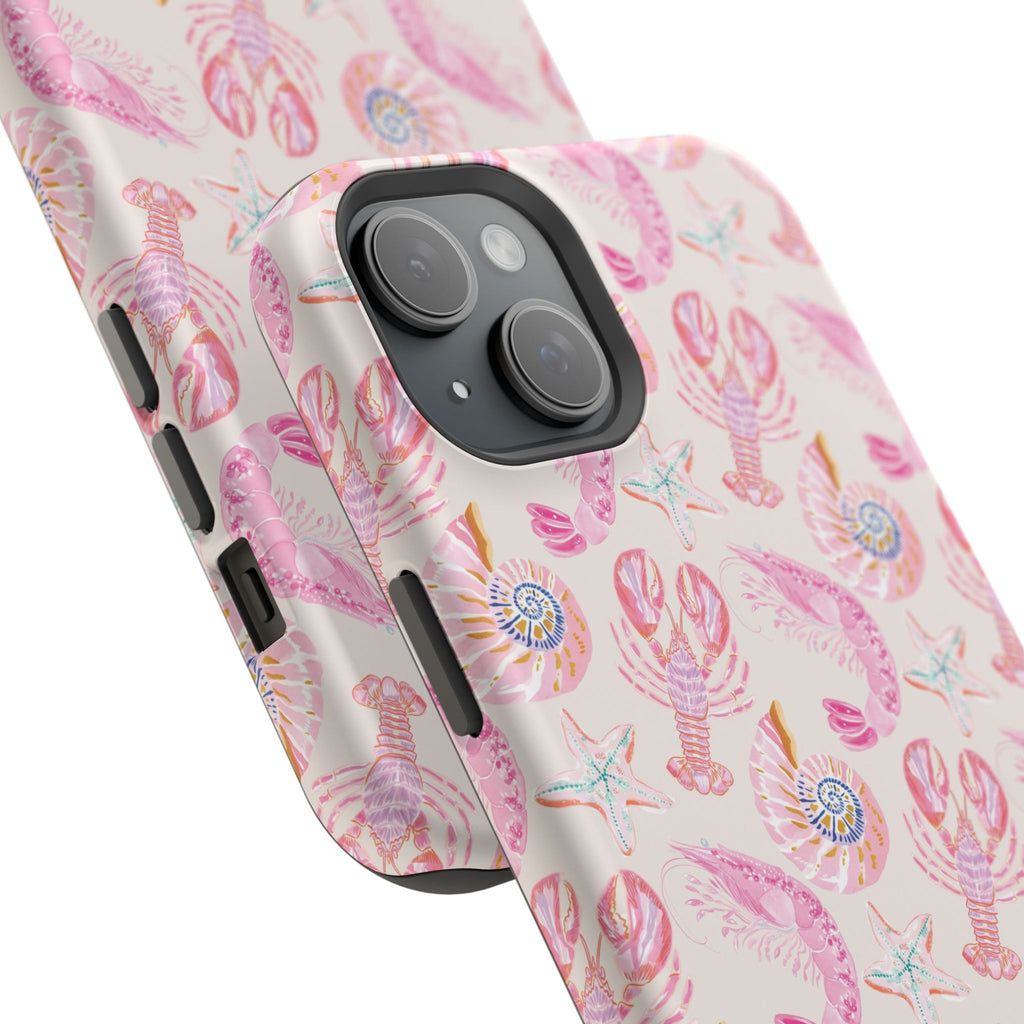 Pink Coastal Shell & Lobster Magnetic Impact-Resistant Phone Case