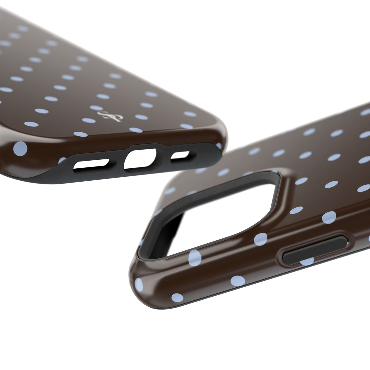 Brown & Light Blue Polka Dot Magnetic Phone Case