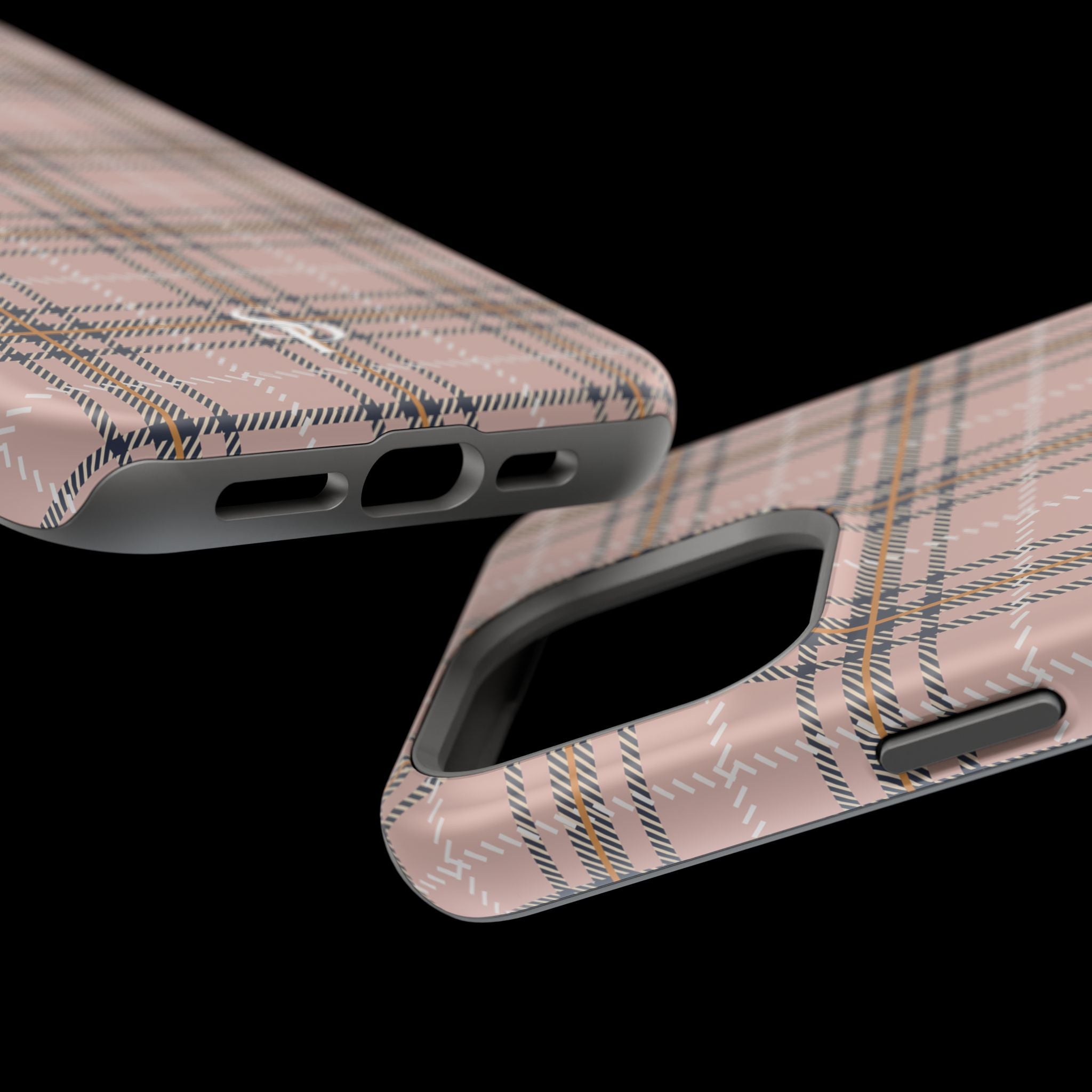 Pink Plaid Magnetic Impact-Resistant Phone Case