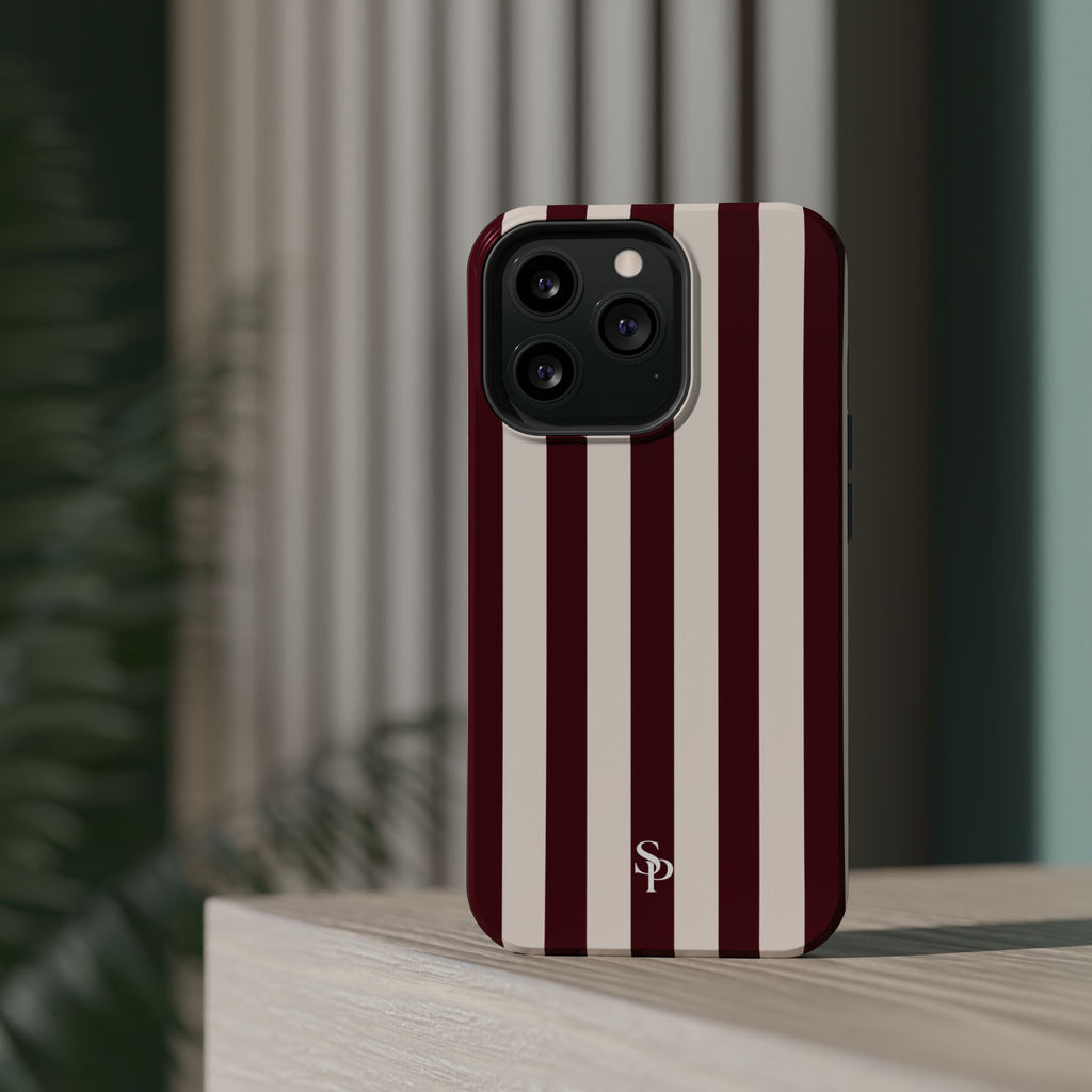 Burgundy Striped Magnetic Phone Case