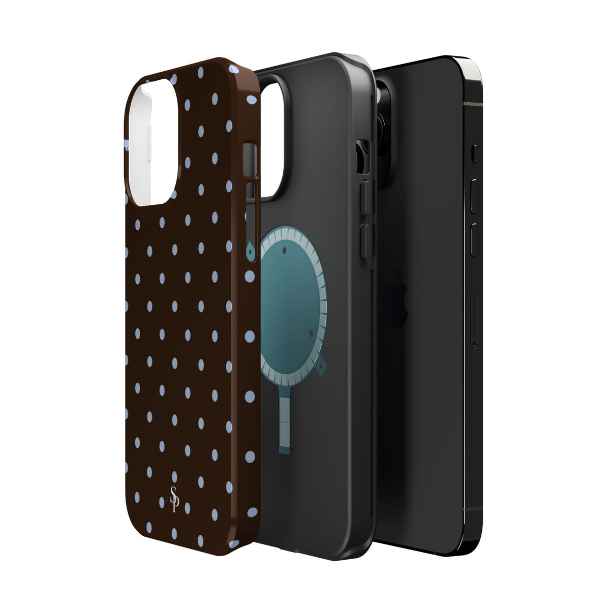 Brown & Light Blue Polka Dot Magnetic Phone Case