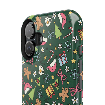 Green Festive Holiday Phone Case - Impact-Resistant Design for Christmas Cheer