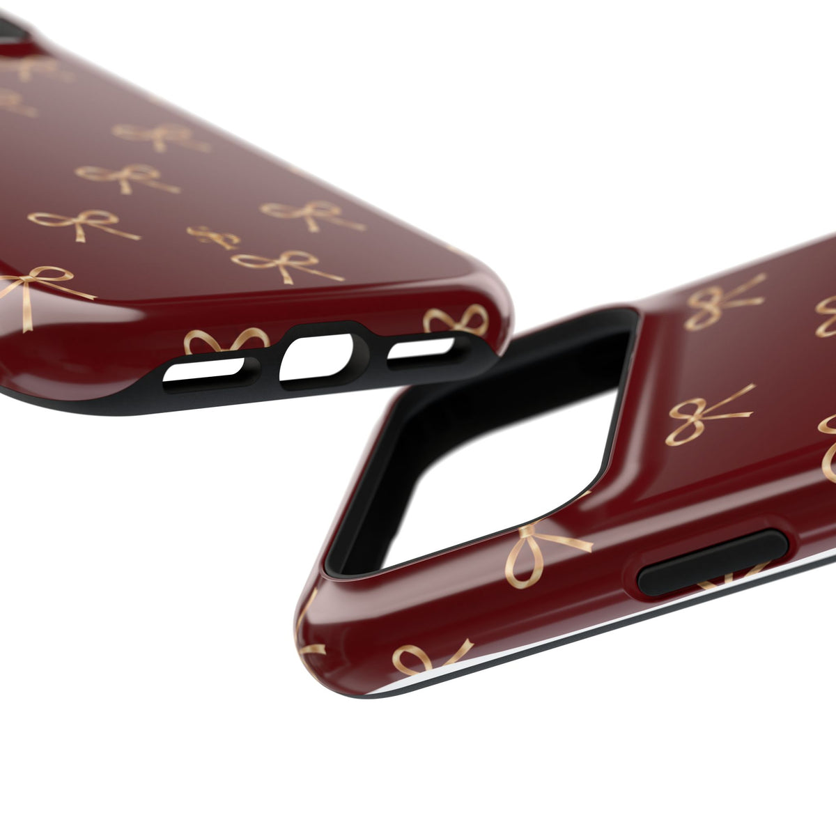 Burgundy Festive Gold Bow Magnetic Phone Case