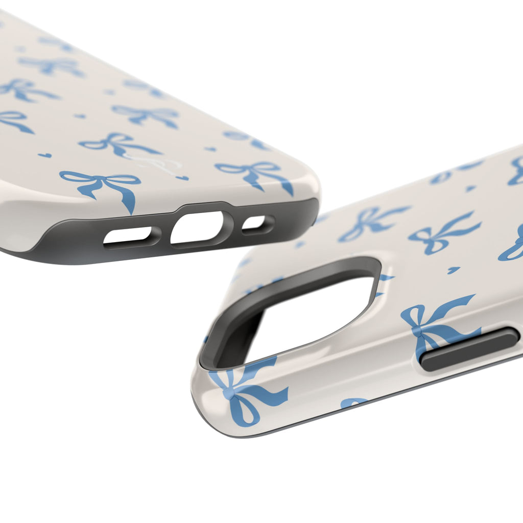 Blue Bow with Small Blue Hearts Magnetic Tough Case