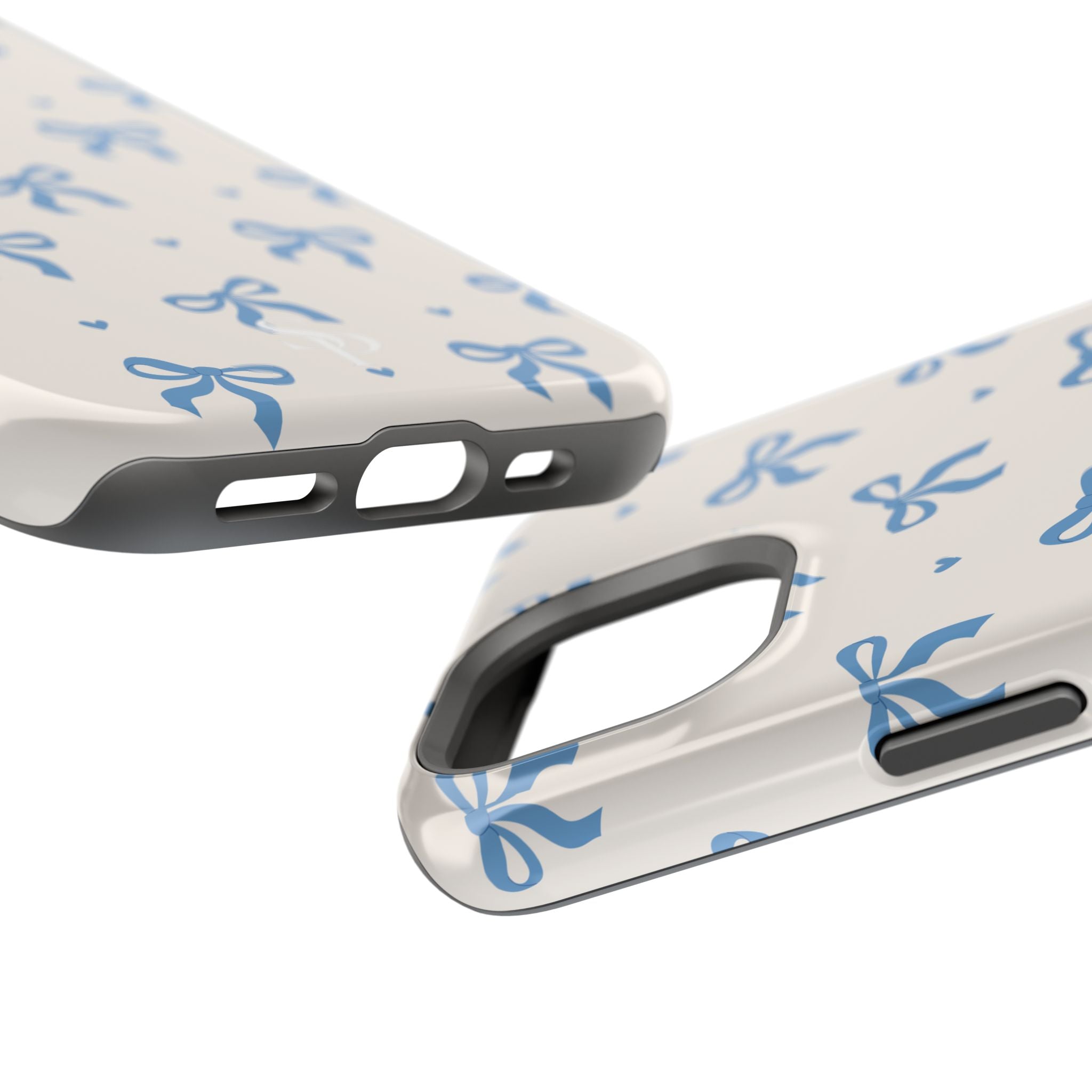 Blue Bow with Small Blue Hearts Magnetic Tough Case