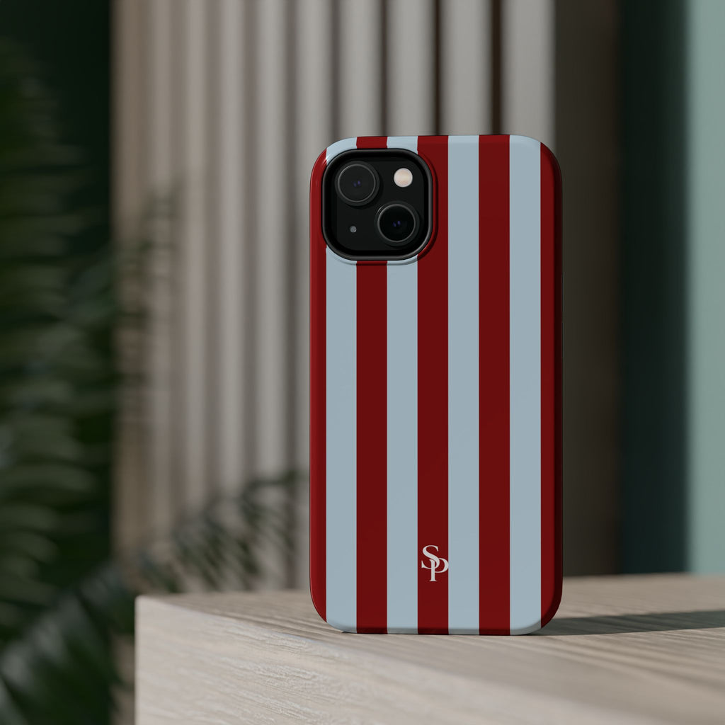 Red & Light Blue Vertical Stripe Magnetic Impact-Resistant Phone Case