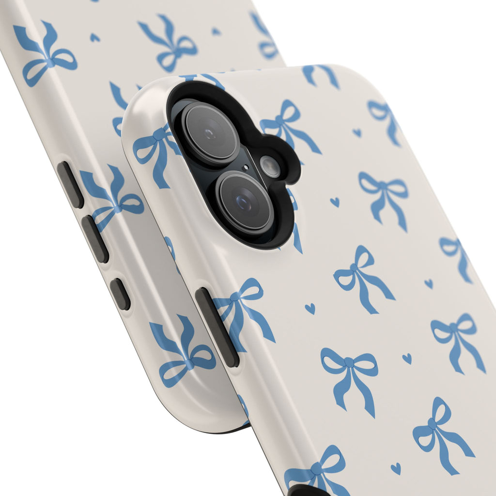 Blue Bow with Small Blue Hearts Magnetic Tough Case