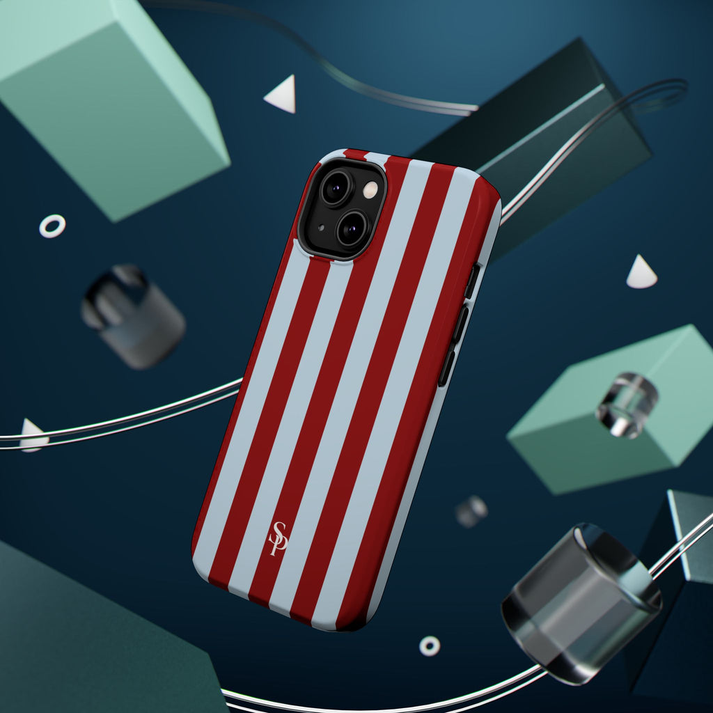 Red & Light Blue Vertical Stripe Magnetic Impact-Resistant Phone Case