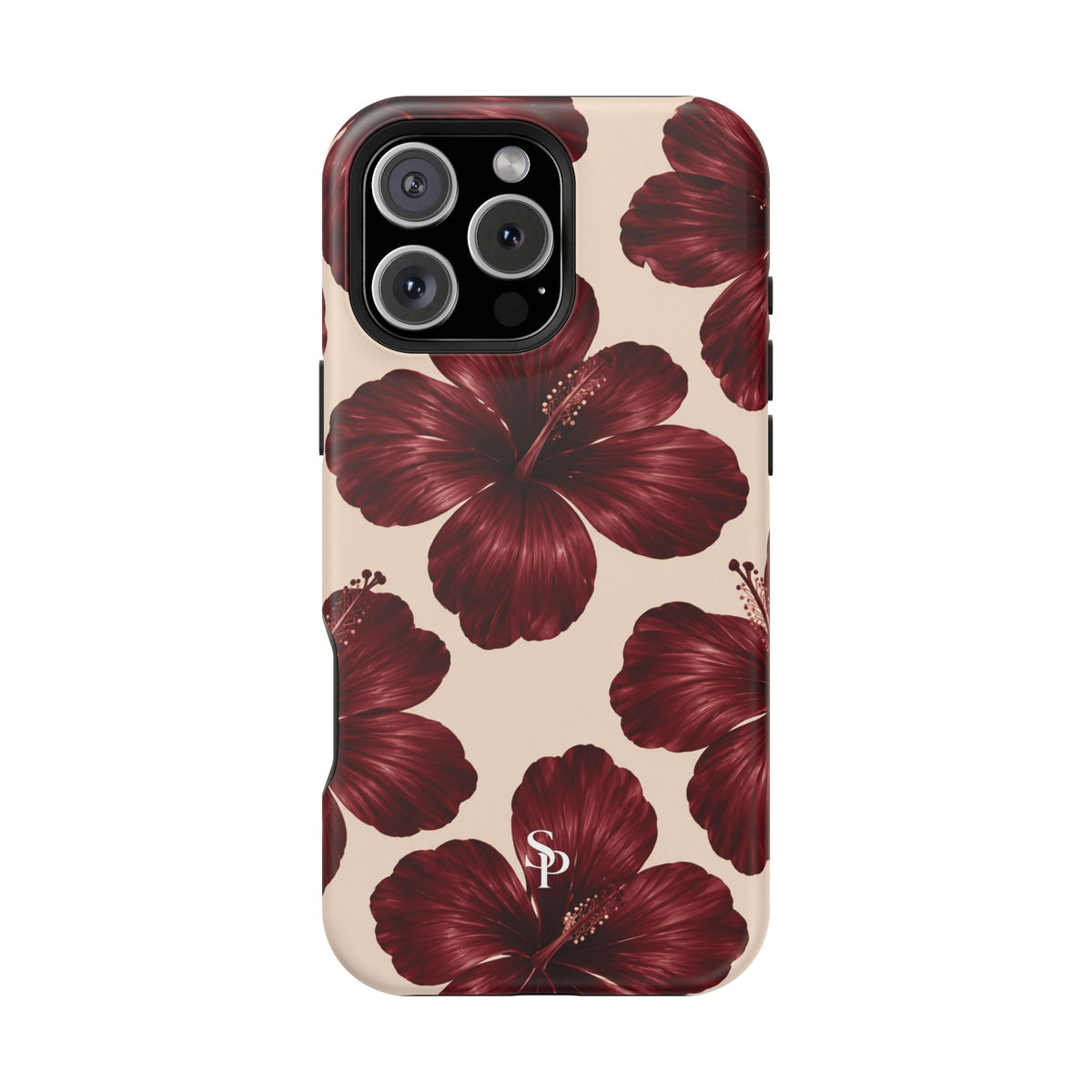 Burgundy Hibiscus Floral Magnetic Phone Case