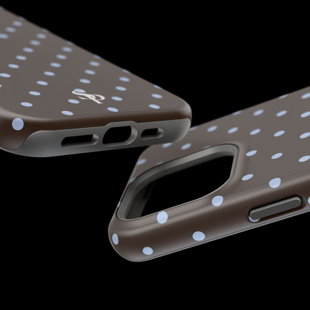 Brown & Light Blue Polka Dot Magnetic Phone Case