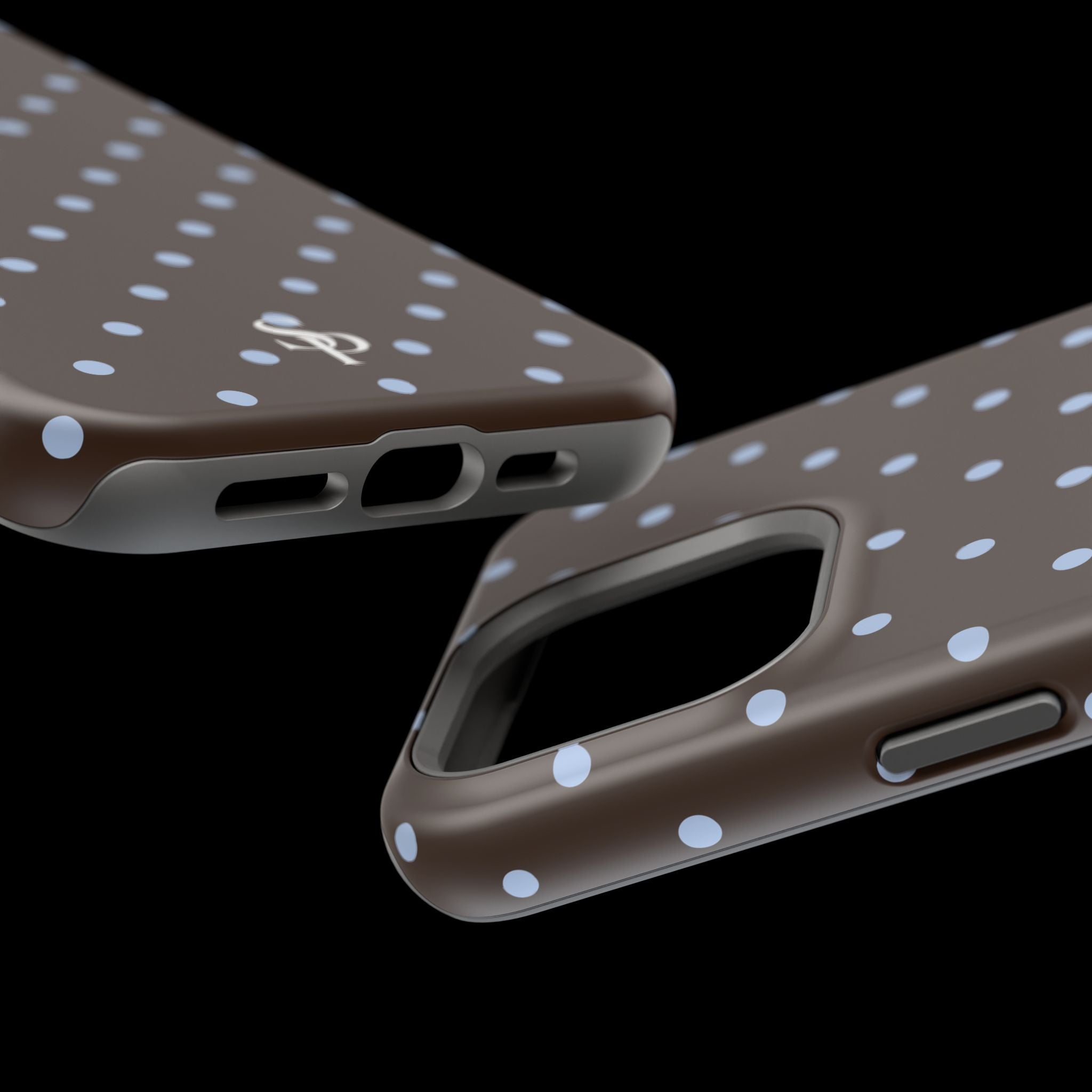 Brown & Light Blue Polka Dot Magnetic Phone Case
