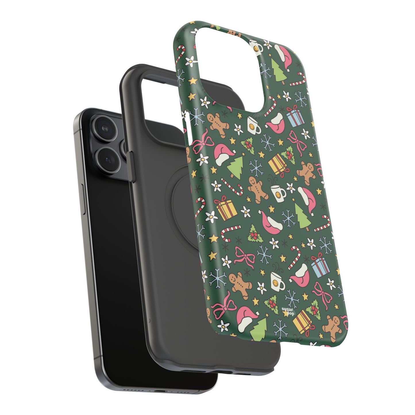 Green Festive Holiday Phone Case - Impact-Resistant Design for Christmas Cheer