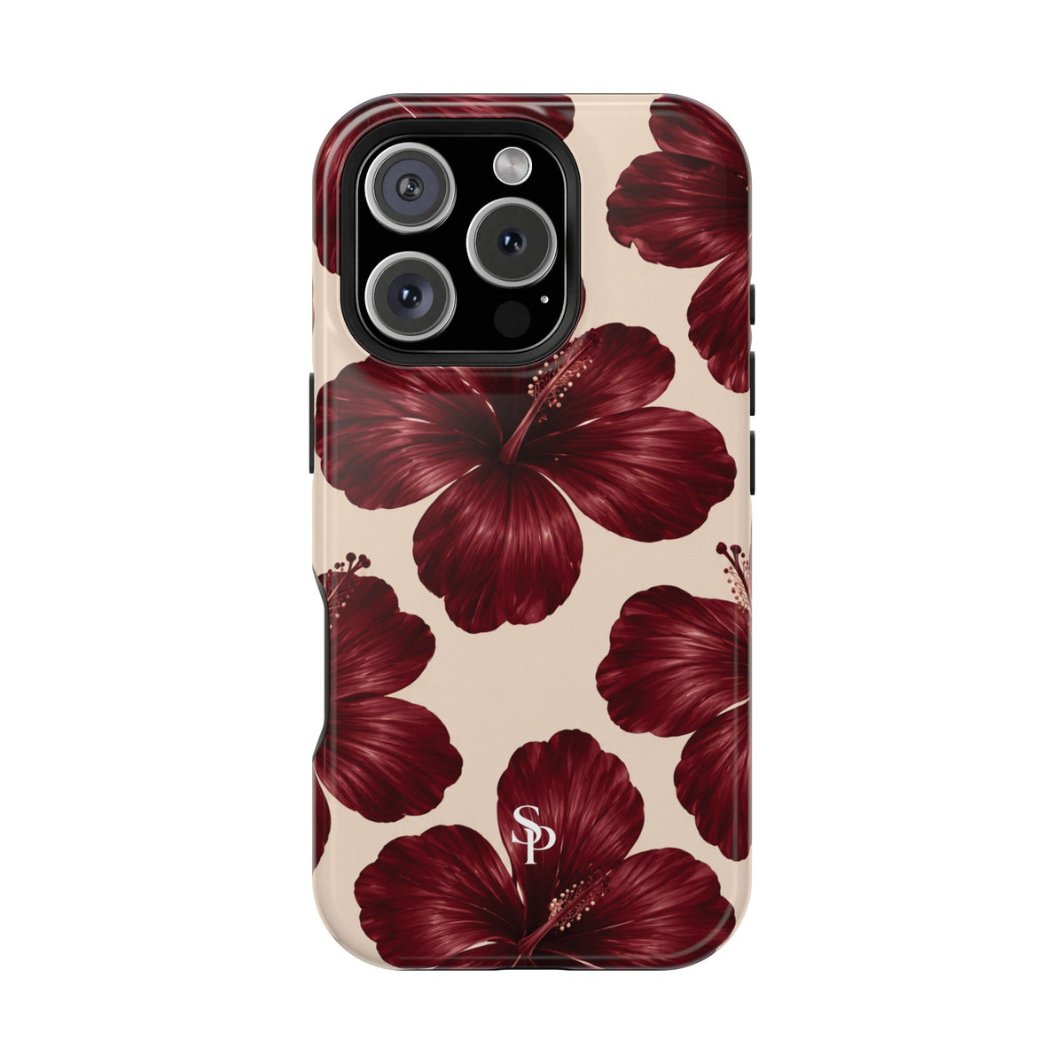 Burgundy Hibiscus Floral Magnetic Phone Case