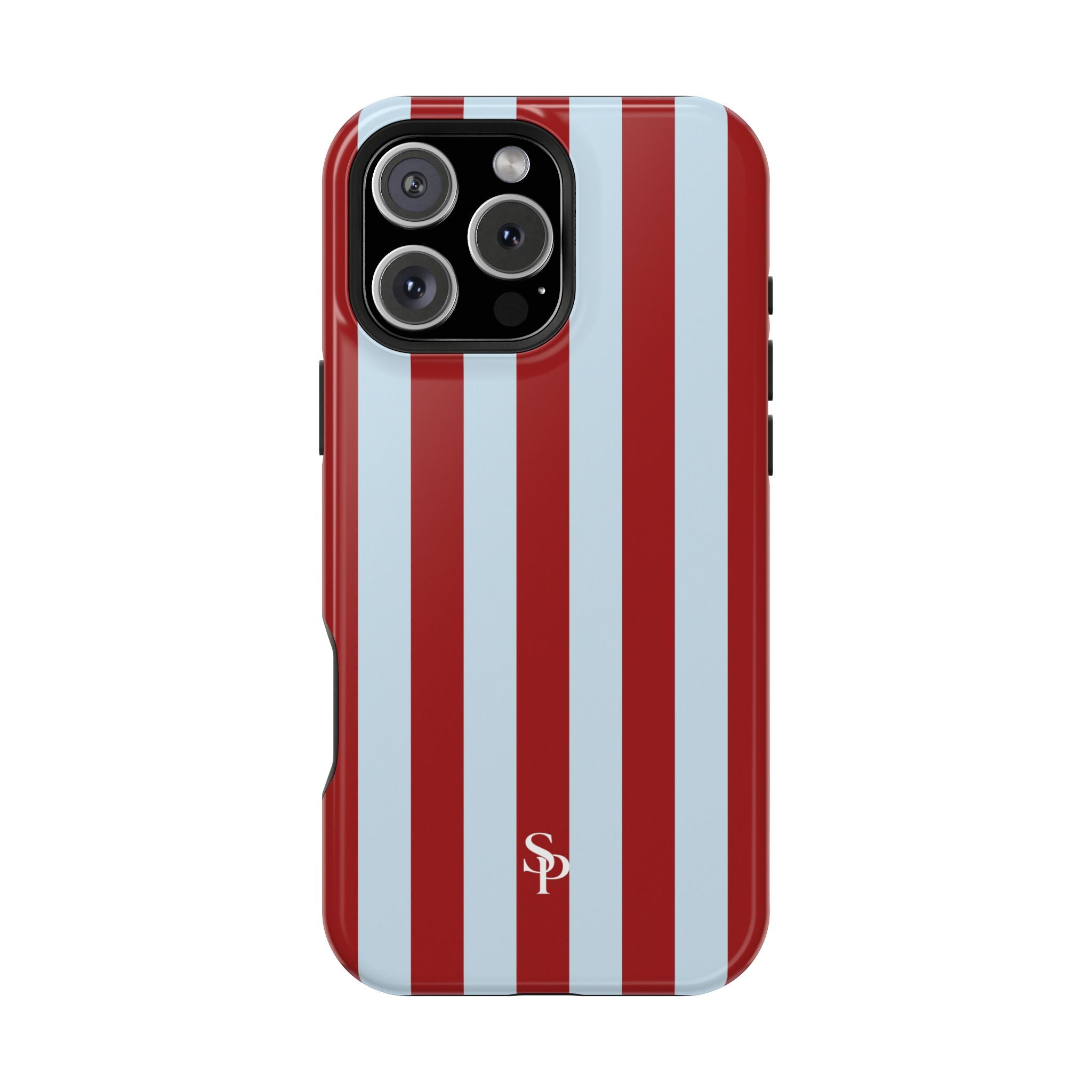 Red & Light Blue Vertical Stripe Magnetic Impact-Resistant Phone Case