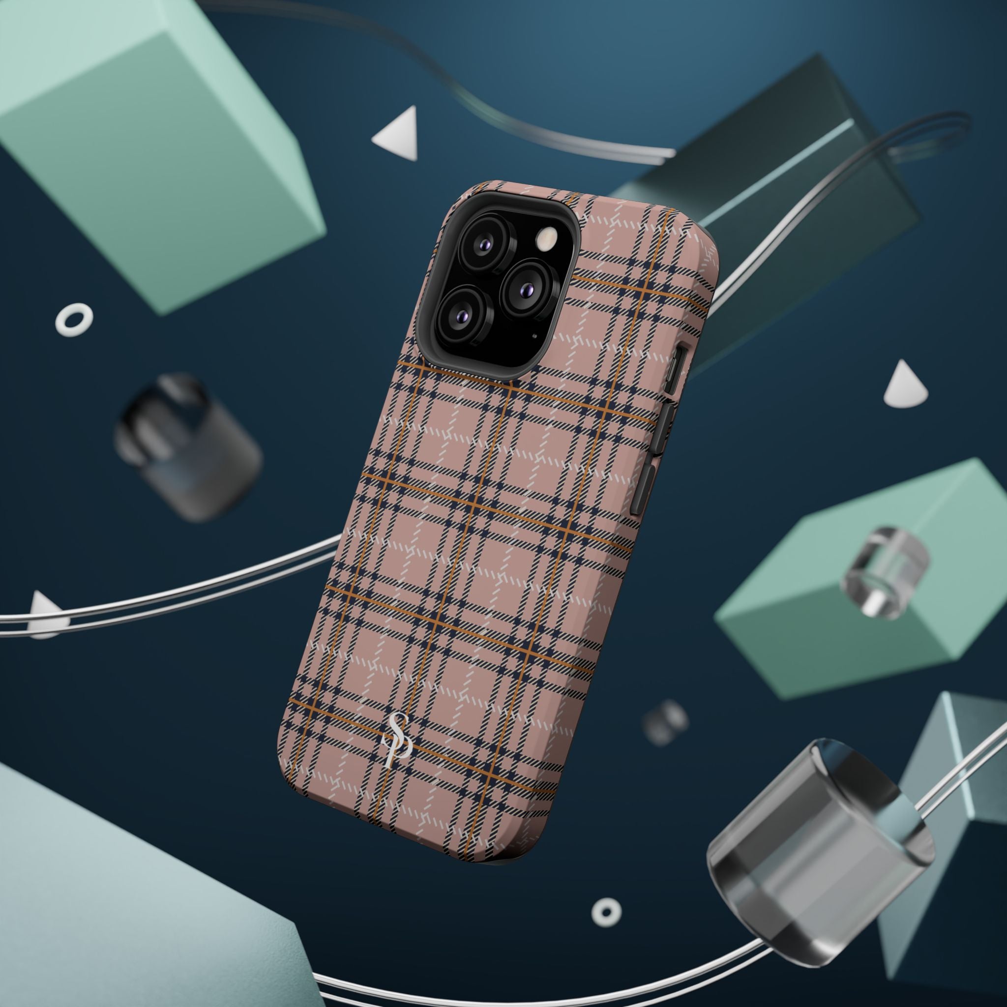 Pink Plaid Magnetic Impact-Resistant Phone Case