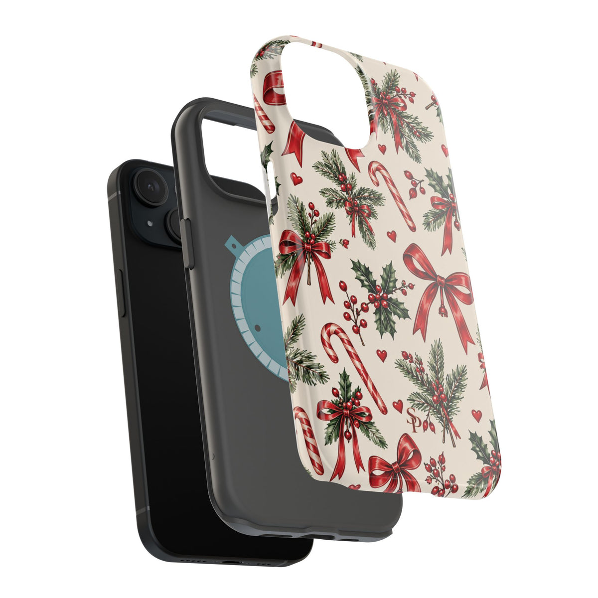 Christmas Candy Cane & Bow Magnetic Phone Case