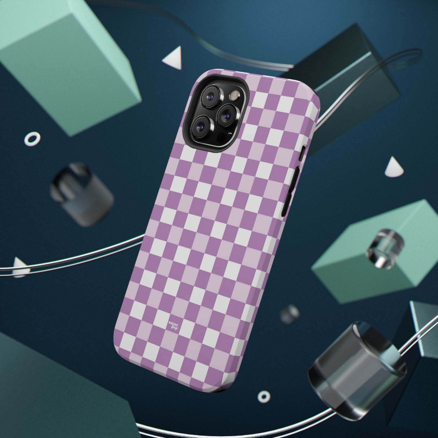 Purple Checkerboard Impact-Resistant Phone Case