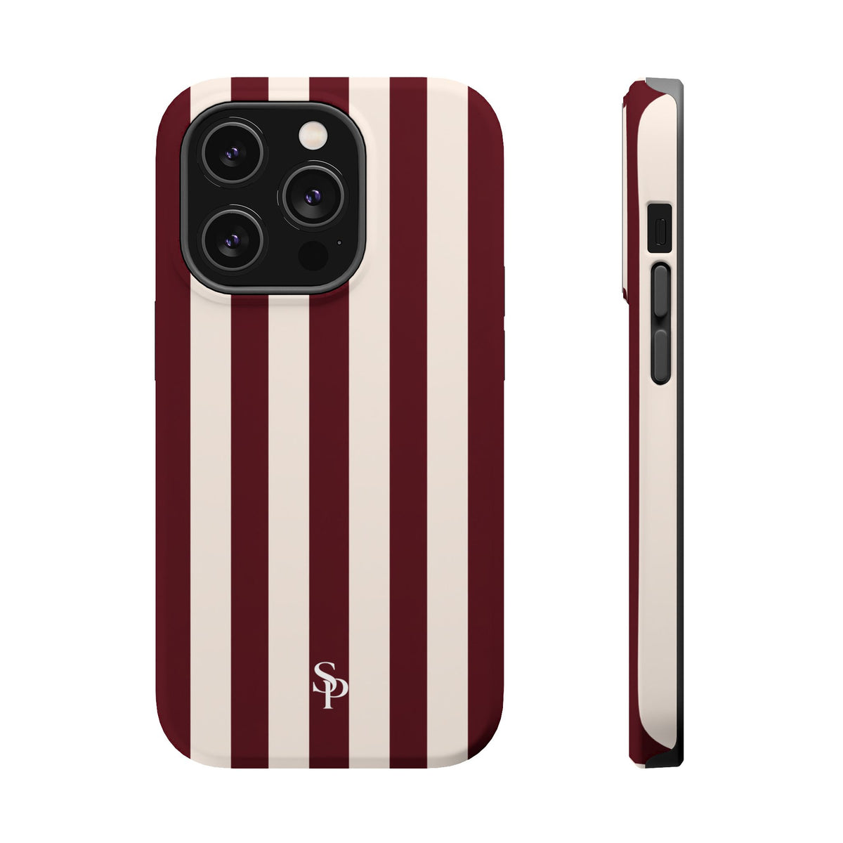 Burgundy Striped Magnetic Phone Case