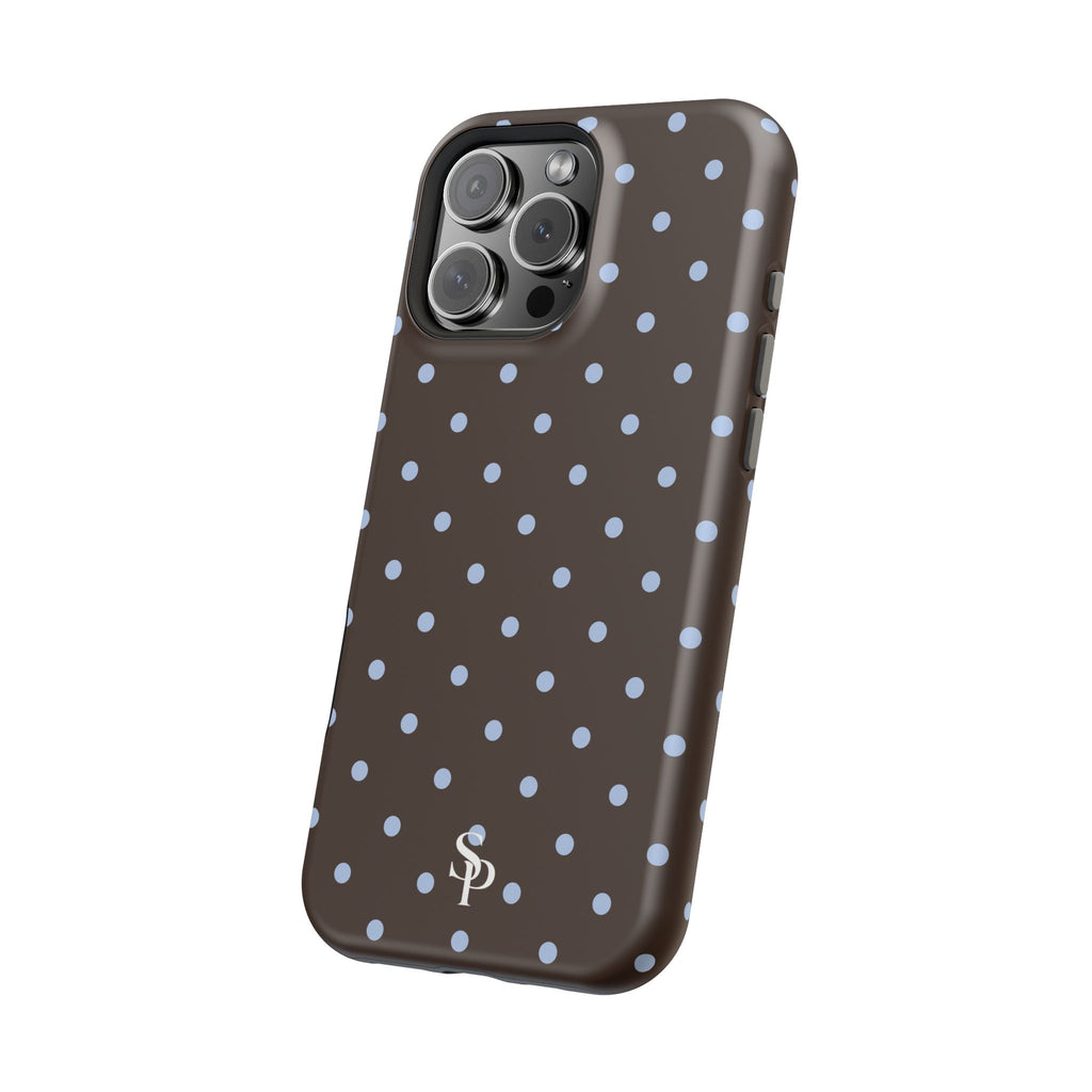 Brown & Light Blue Polka Dot Magnetic Phone Case