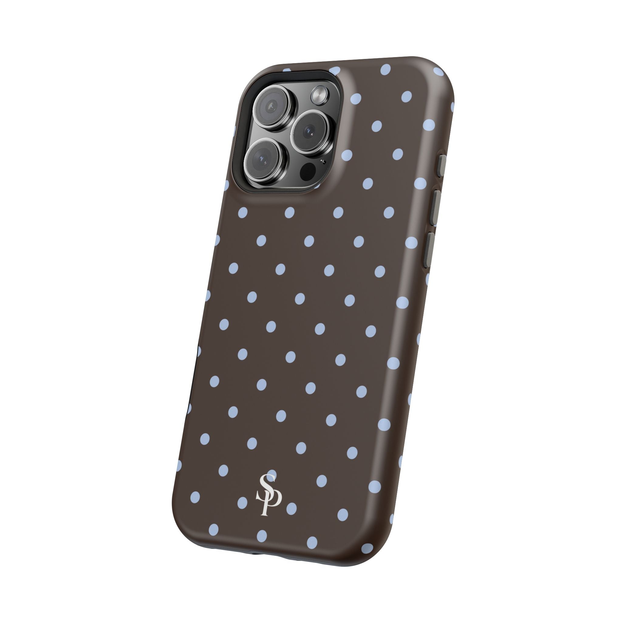Brown & Light Blue Polka Dot Magnetic Phone Case