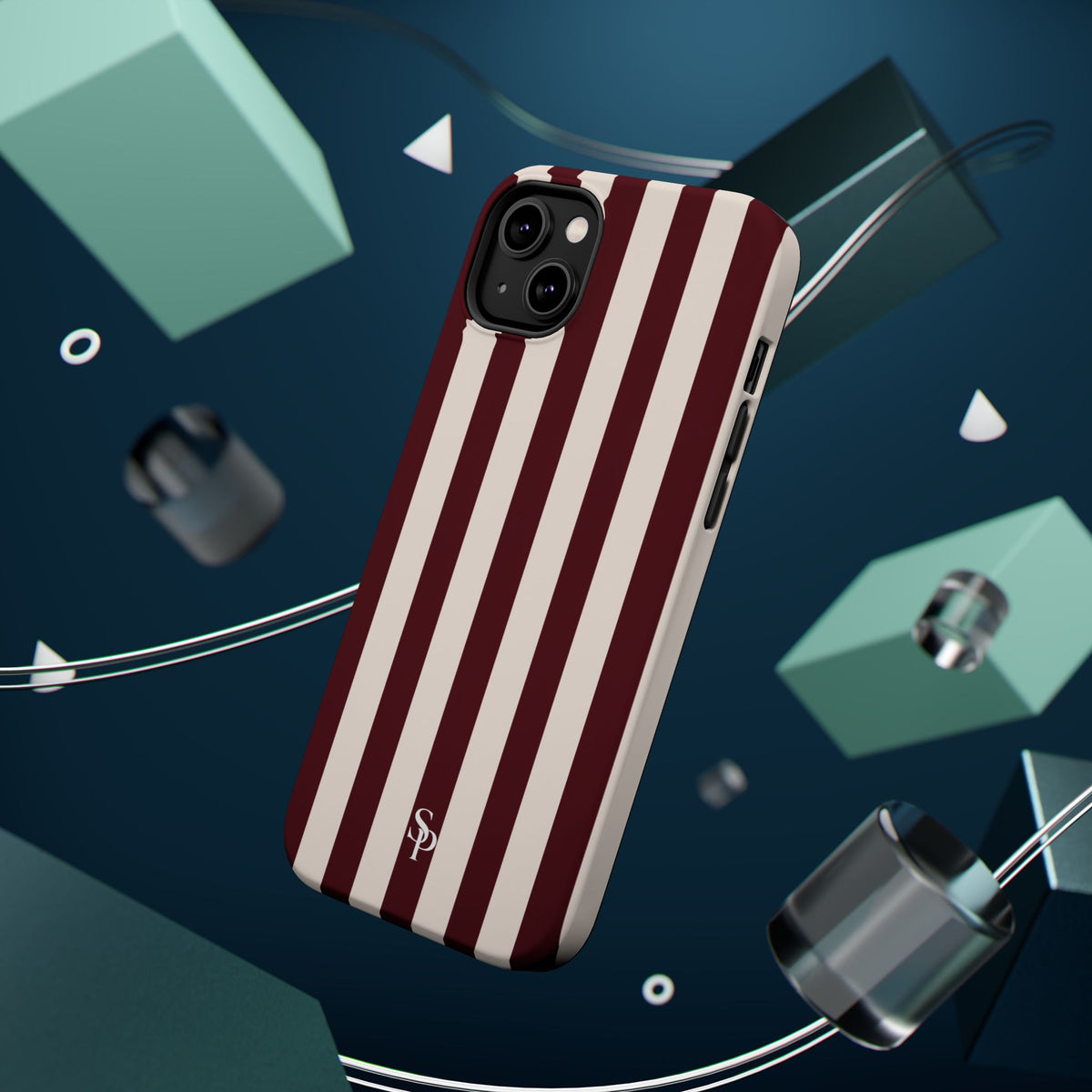 Burgundy Striped Magnetic Phone Case