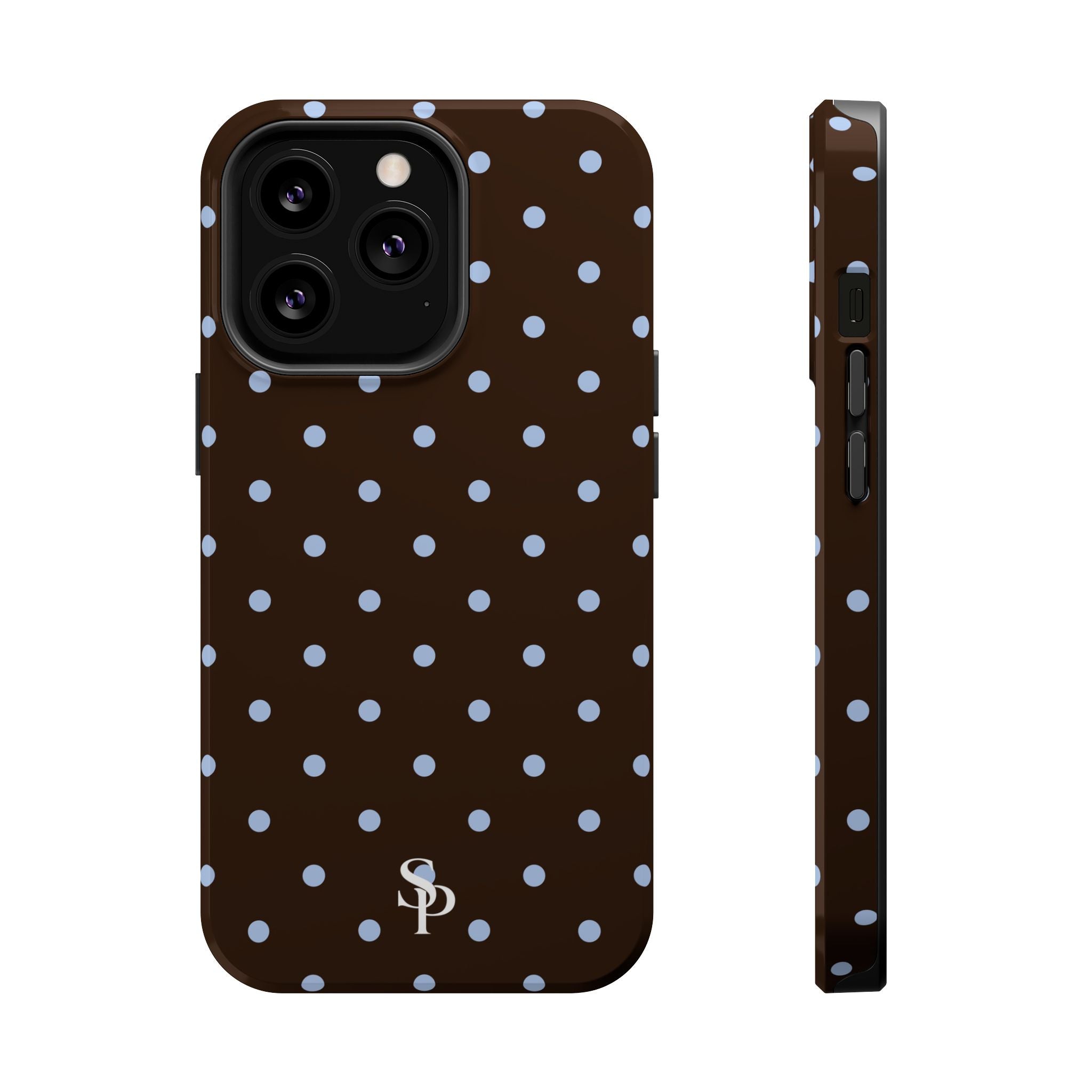 Brown & Light Blue Polka Dot Magnetic Phone Case