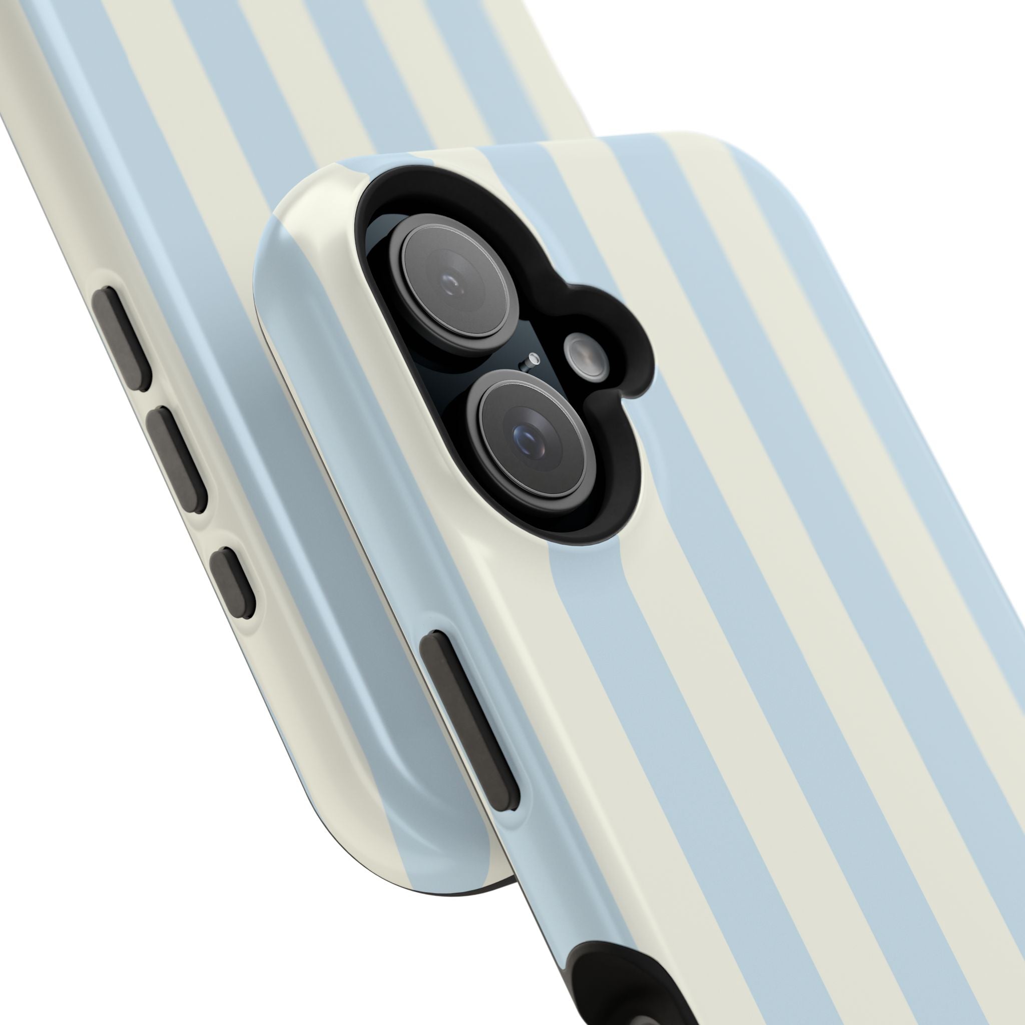 Pastel Blue & Cream Stripe Magnetic Impact-Resistant Phone Case