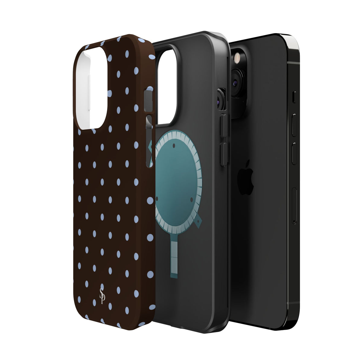 Brown & Light Blue Polka Dot Magnetic Phone Case