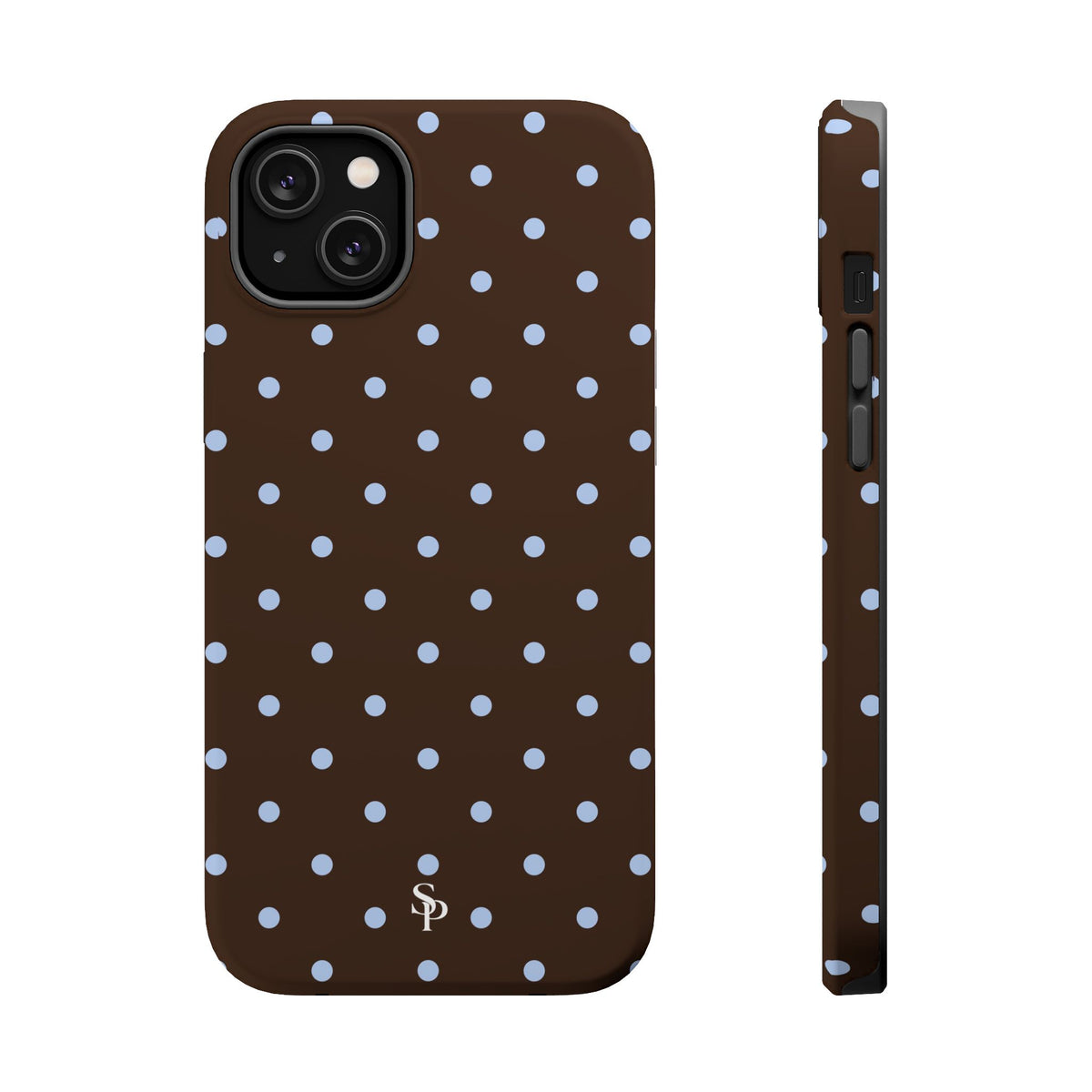 Brown & Light Blue Polka Dot Magnetic Phone Case
