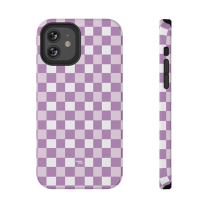 Purple Checkerboard Impact-Resistant Phone Case