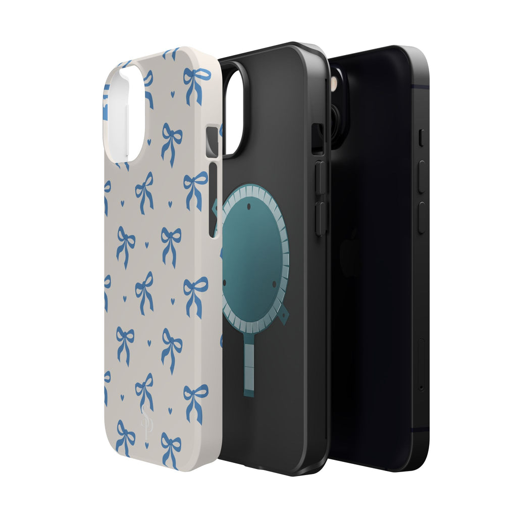 Blue Bow with Small Blue Hearts Magnetic Tough Case