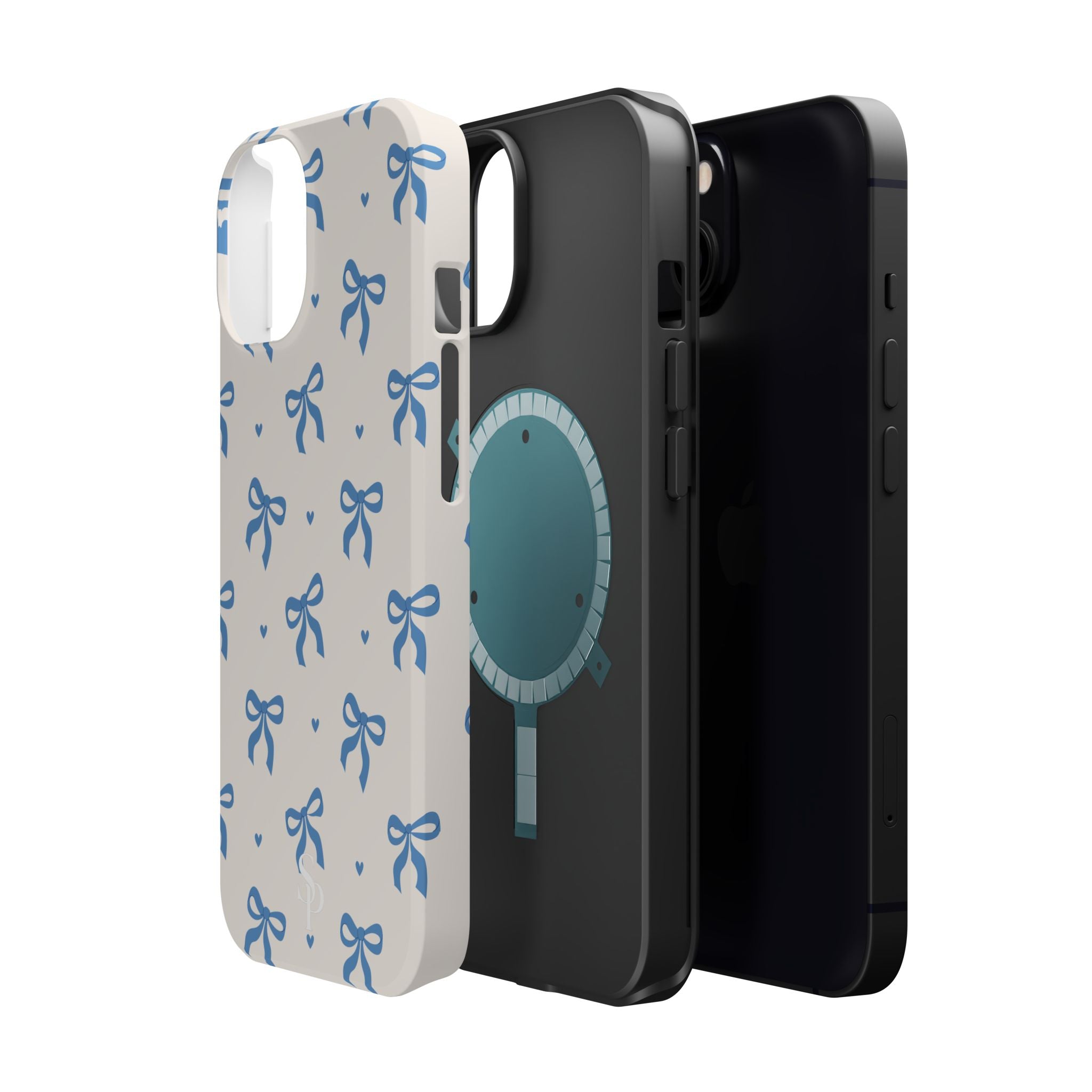 Blue Bow with Small Blue Hearts Magnetic Tough Case