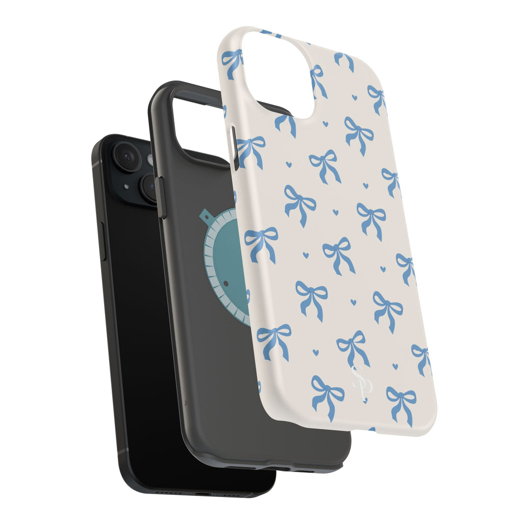 Blue Bow with Small Blue Hearts Magnetic Tough Case