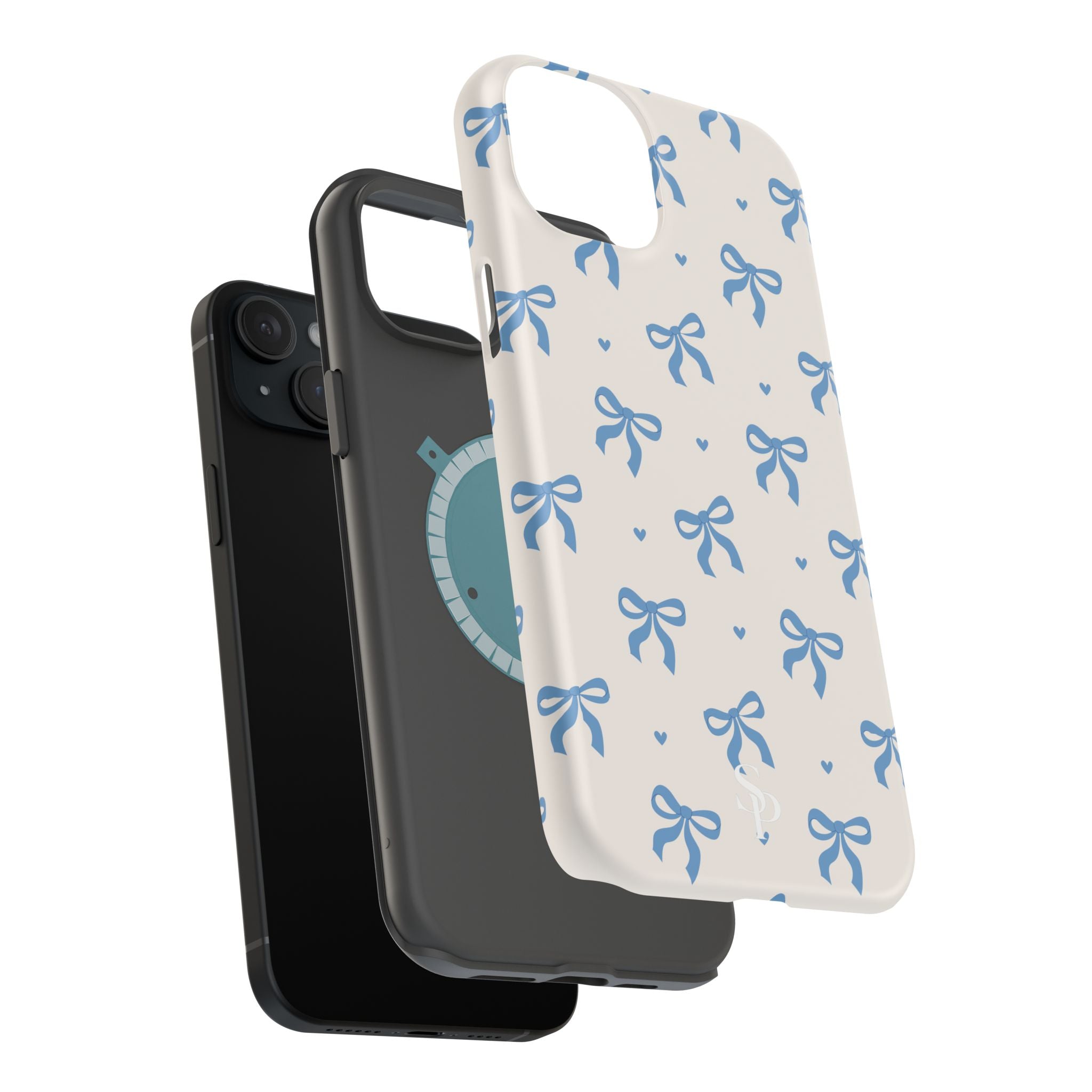 Blue Bow with Small Blue Hearts Magnetic Tough Case