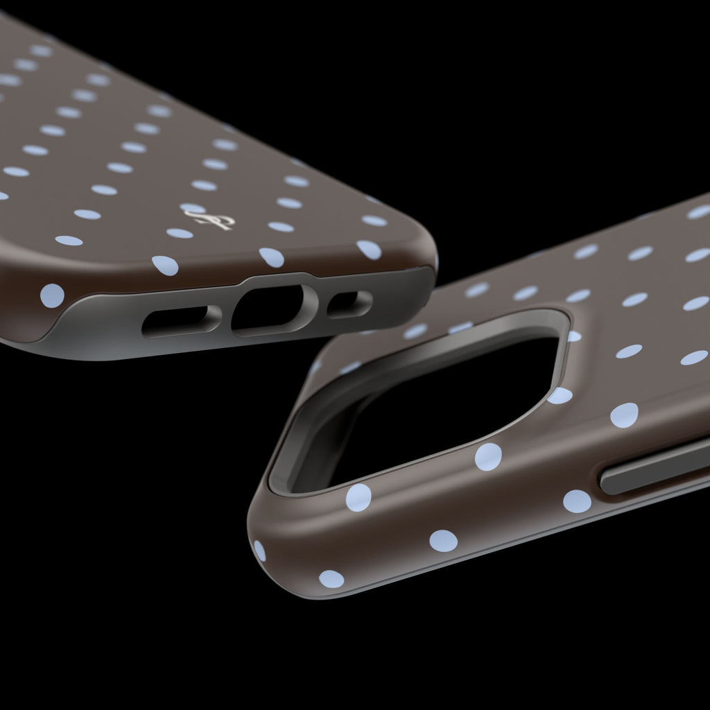 Brown & Light Blue Polka Dot Magnetic Phone Case