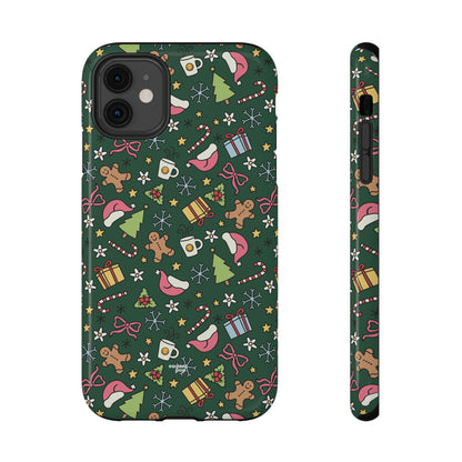 Green Festive Holiday Phone Case - Impact-Resistant Design for Christmas Cheer