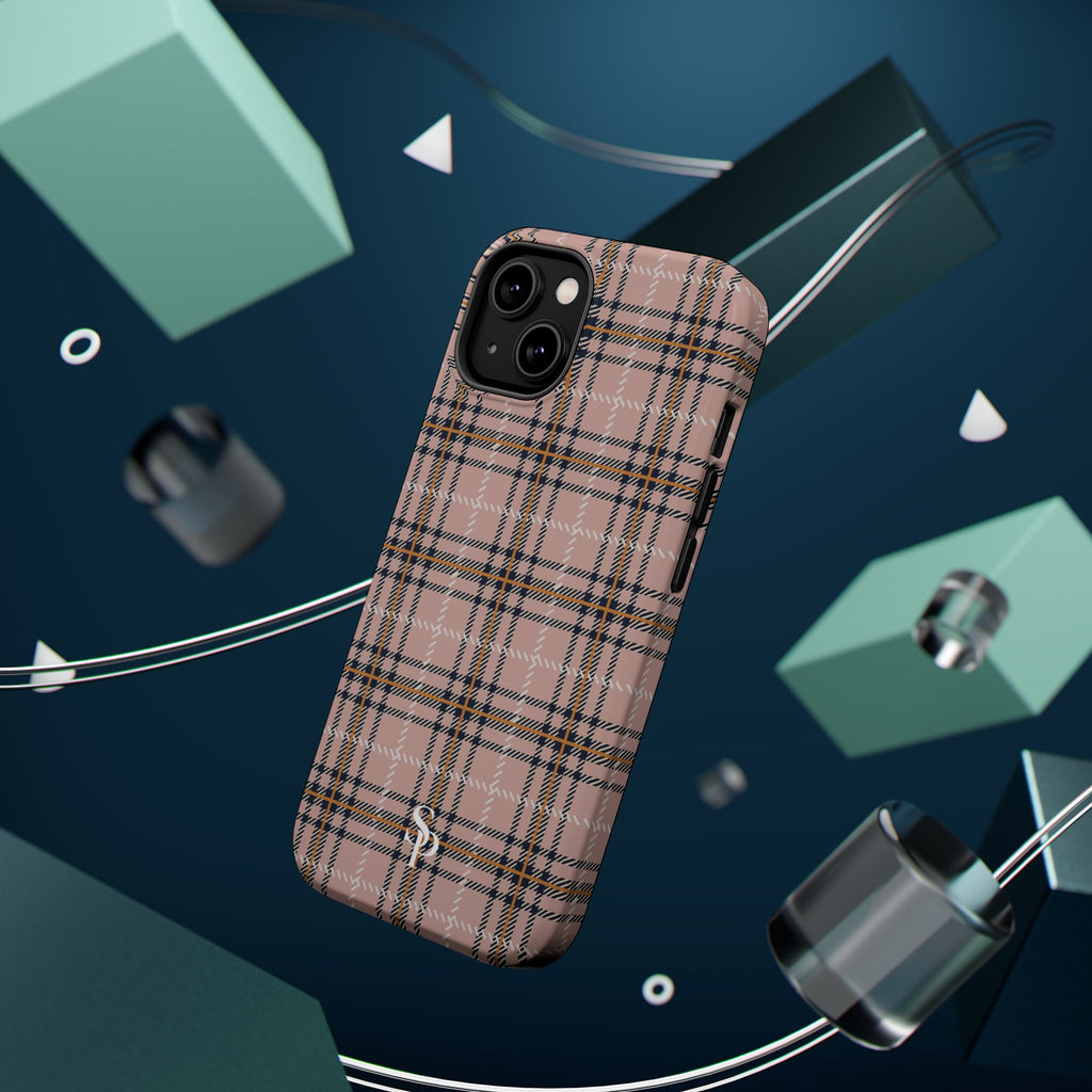 Pink Plaid Magnetic Impact-Resistant Phone Case