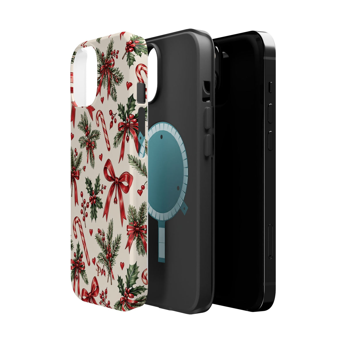Christmas Candy Cane & Bow Magnetic Phone Case