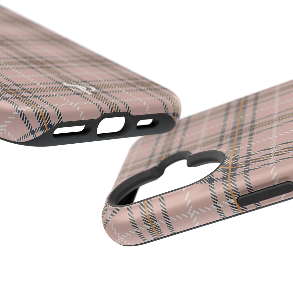 Pink Plaid Magnetic Impact-Resistant Phone Case