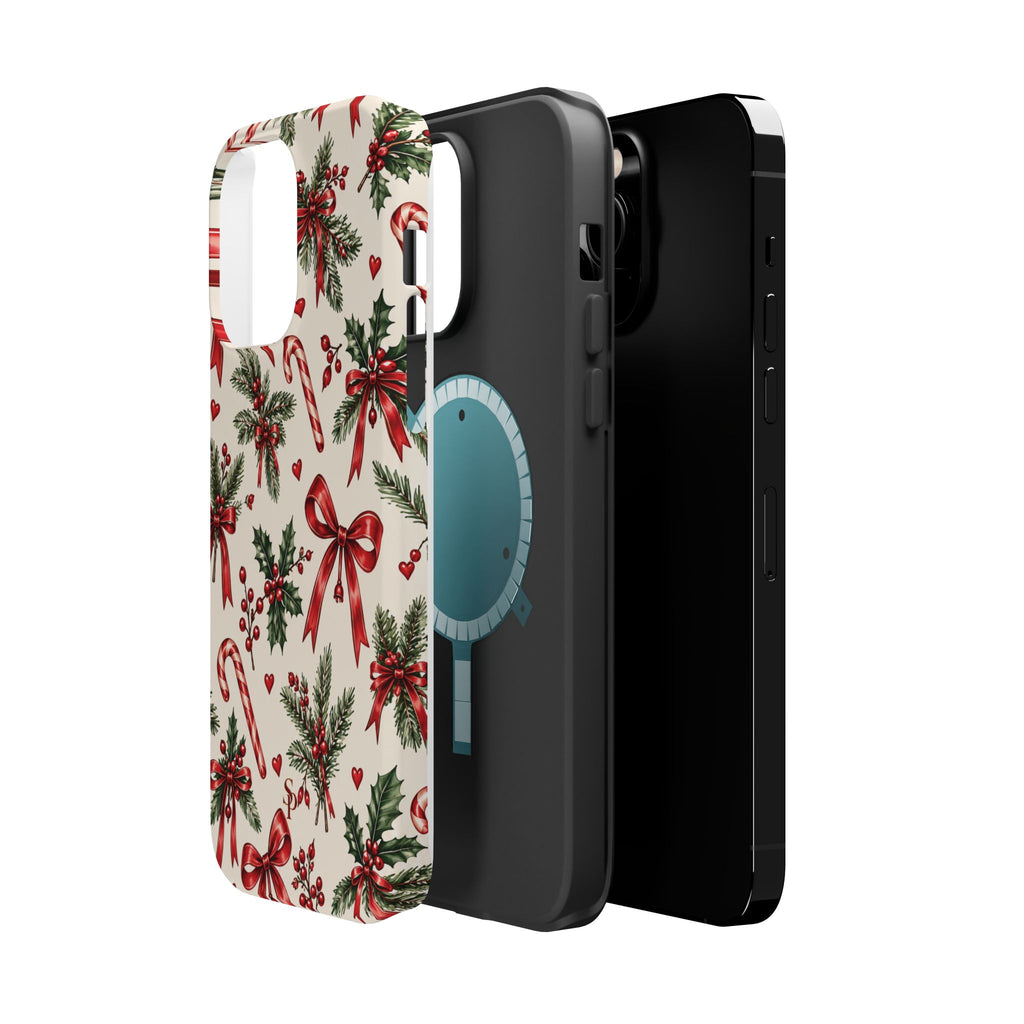 Christmas Candy Cane & Bow Magnetic Phone Case
