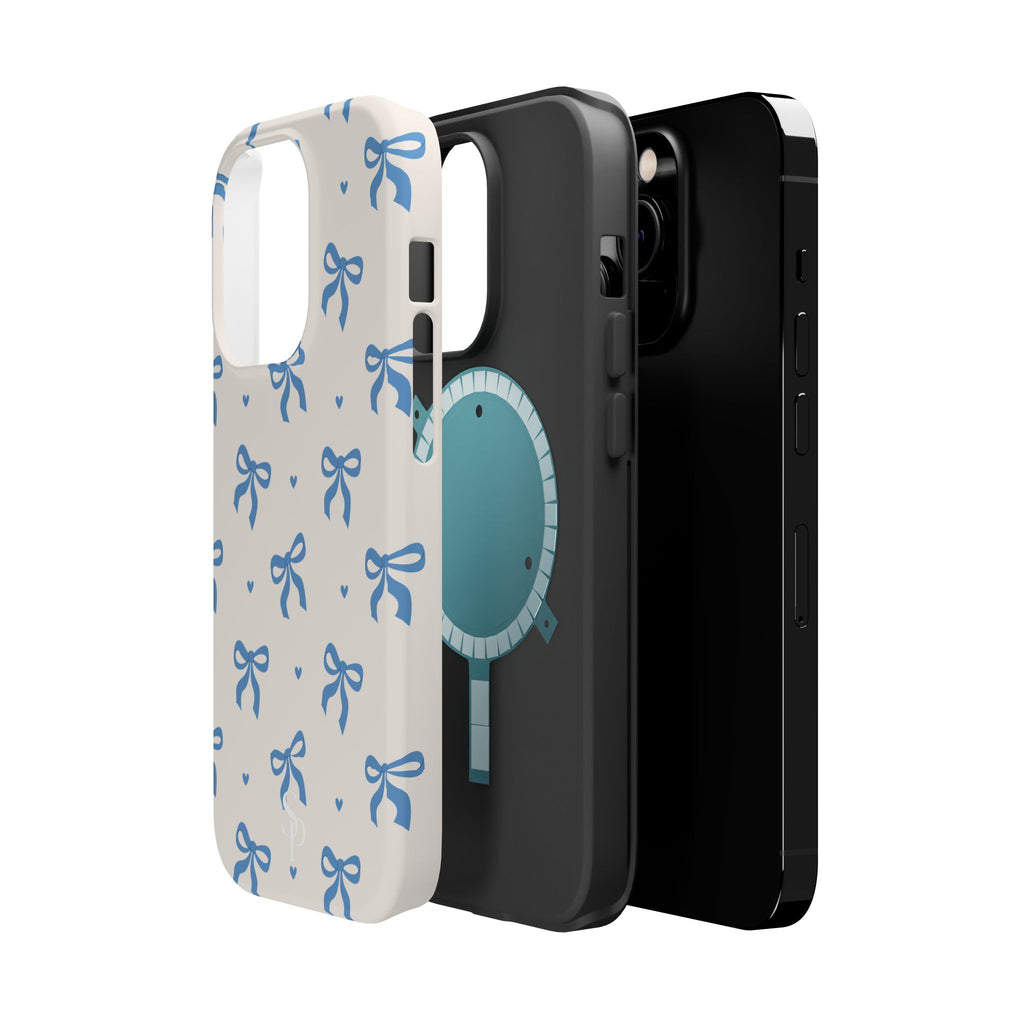 Blue Bow with Small Blue Hearts Magnetic Tough Case