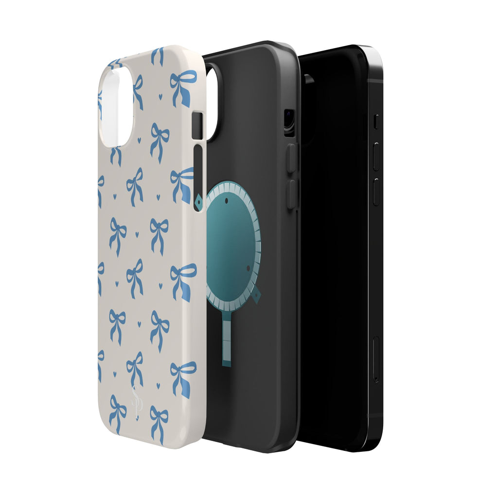 Blue Bow with Small Blue Hearts Magnetic Tough Case