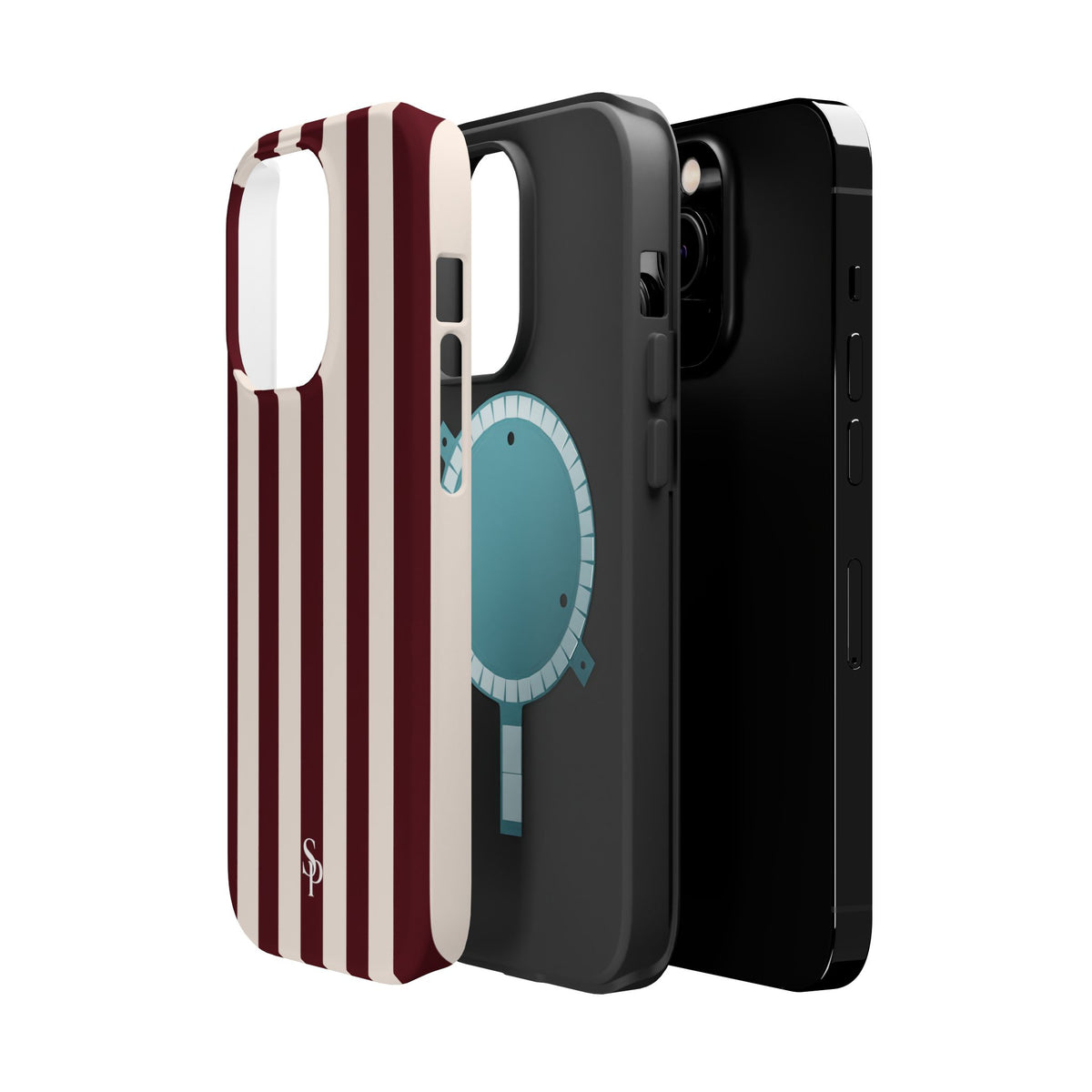 Burgundy Striped Magnetic Phone Case