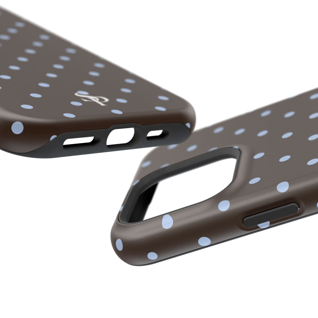 Brown & Light Blue Polka Dot Magnetic Phone Case