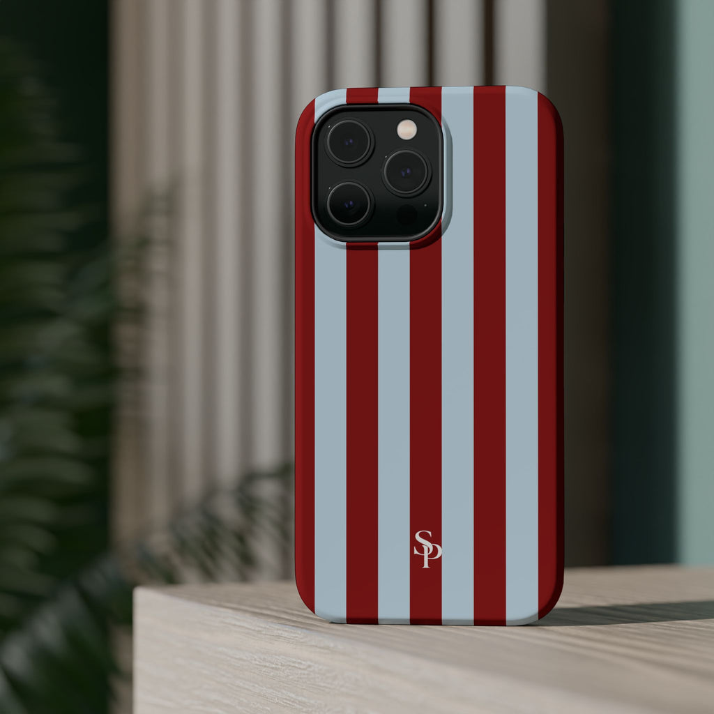 Red & Light Blue Vertical Stripe Magnetic Impact-Resistant Phone Case
