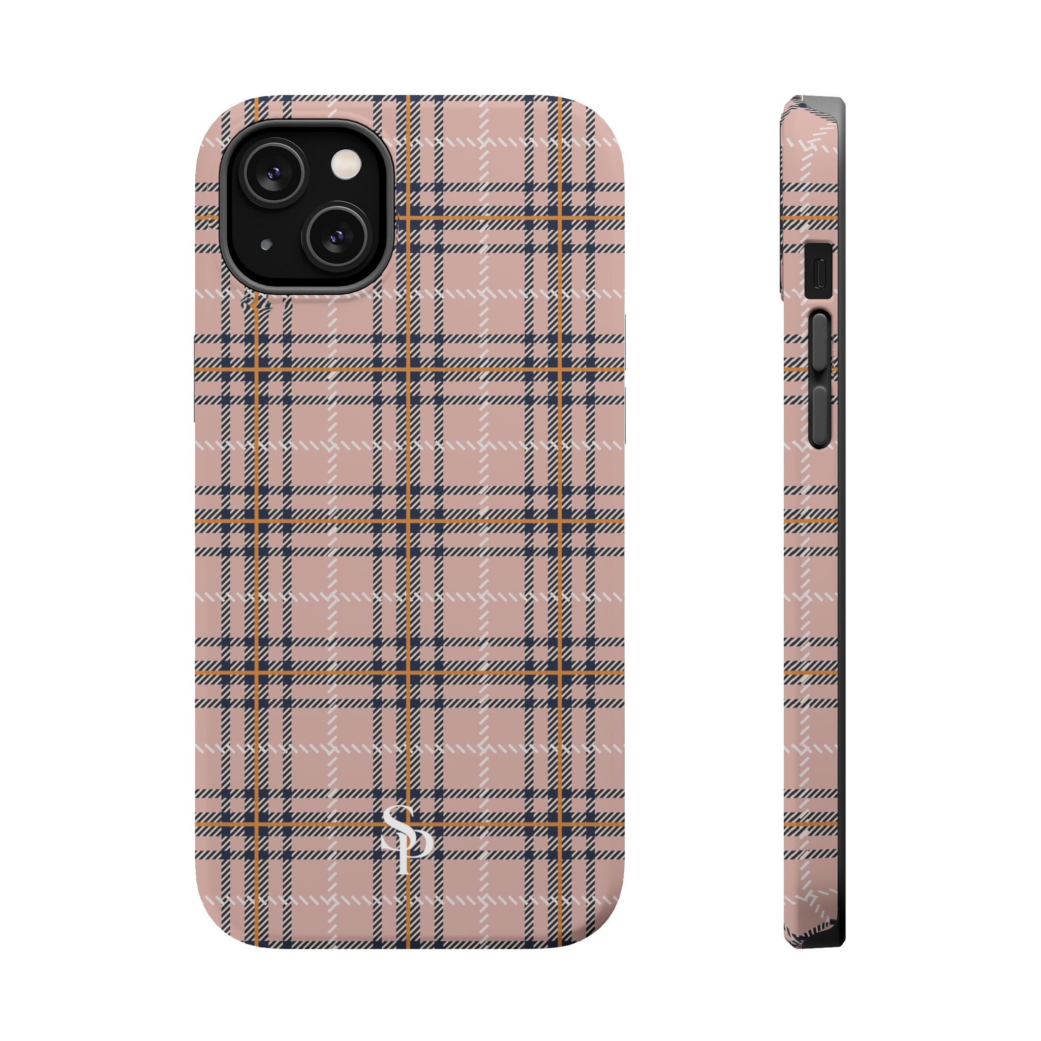Pink Plaid Magnetic Impact-Resistant Phone Case