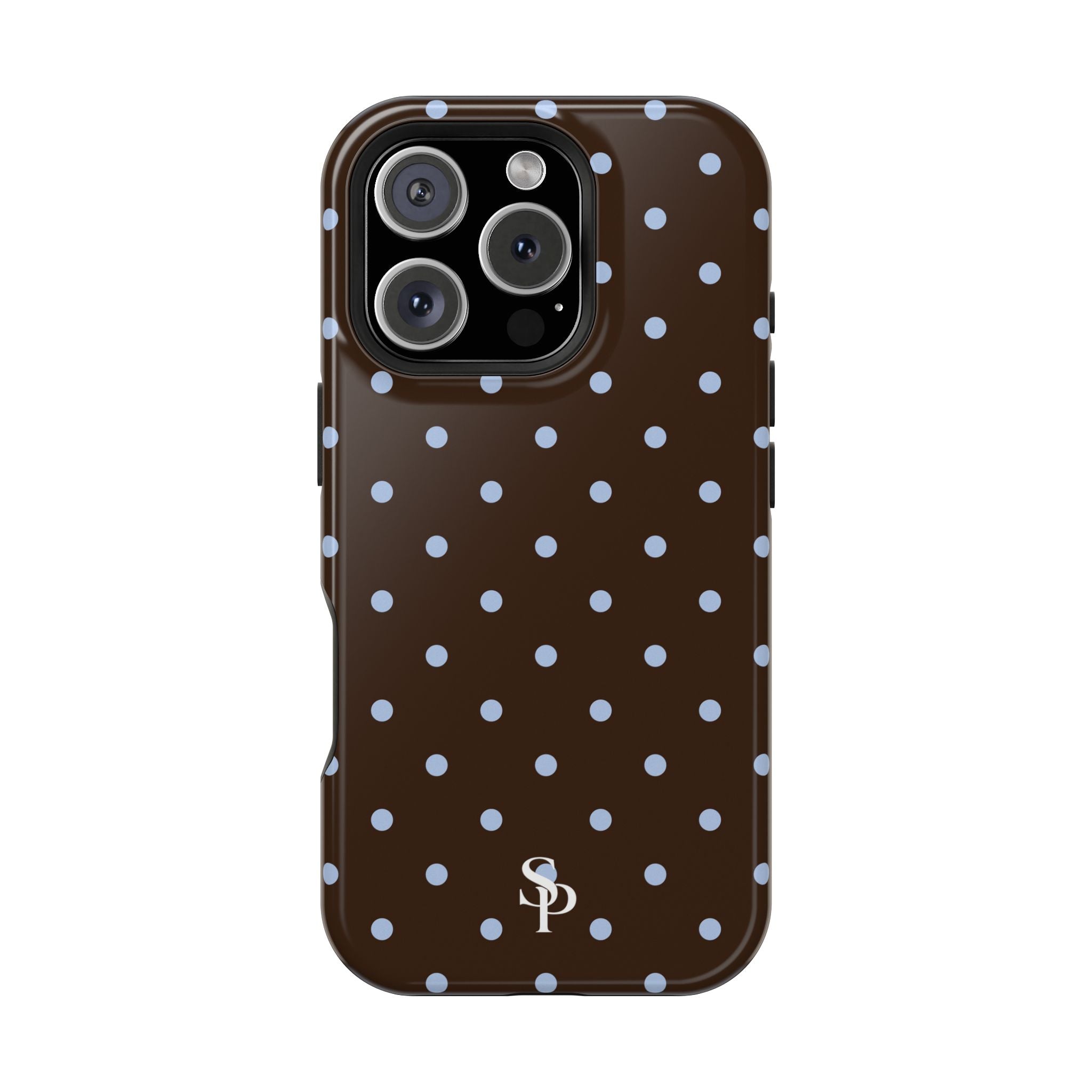 Brown & Light Blue Polka Dot Magnetic Phone Case