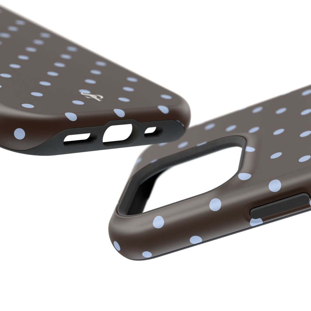 Brown & Light Blue Polka Dot Magnetic Phone Case