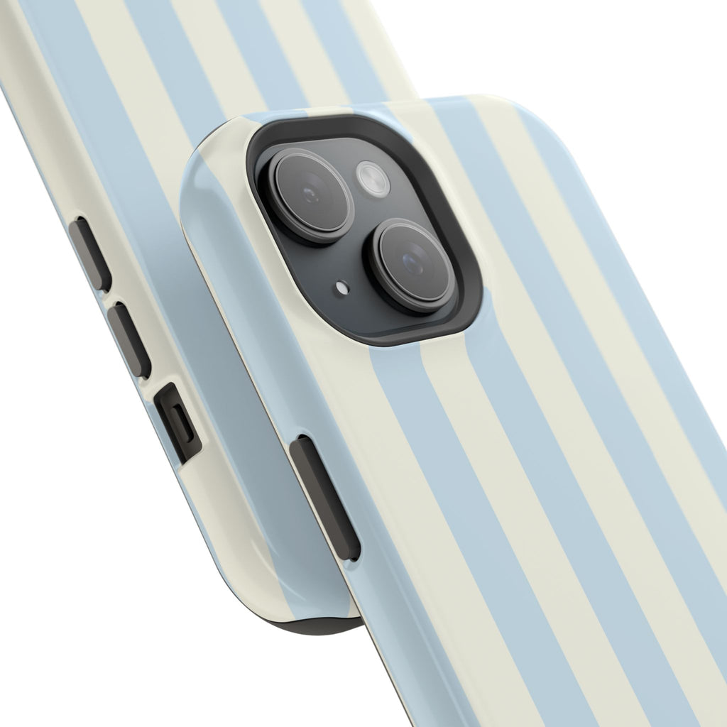 Pastel Blue & Cream Stripe Magnetic Impact-Resistant Phone Case